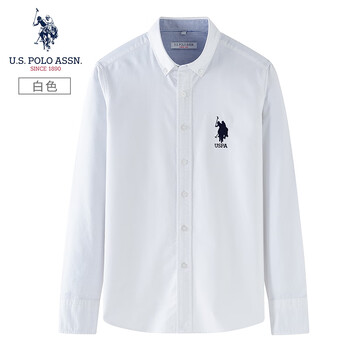 U.S. POLO ASSN. 美国马球协会 保罗衬衫男秋季长袖衬衣商务休闲时尚百搭纯色上衣男装 多款可选