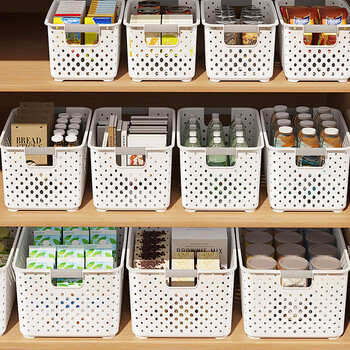 稻草熊（DOCOXO）日式杂物收纳筐家用零食玩具塑料收纳盒宿舍厨房浴室办公收纳篮 北欧白 大号【三个装】