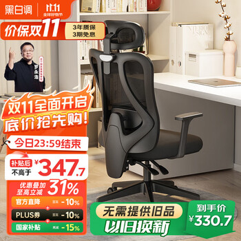 PLUS会员：黑白调 P1 人体工学椅