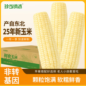 珍谷诱惑 25年东北 小白糯玉米12支 2.4kg