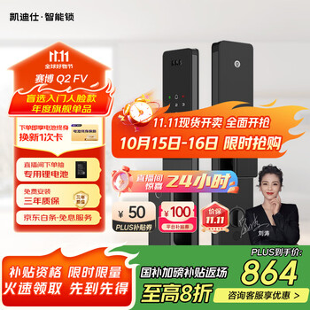 PLUS会员、国家补贴：凯迪仕 kaadas 智能锁 猫眼监控摄像指纹锁 人脸识别智能门锁 赛博Q2 FV
