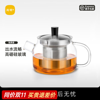 尚明（SAMADOYO）耐热玻璃冲茶壶带过滤泡花茶壶小容量泡茶器功夫茶具套装家用办公 单壶 470ml