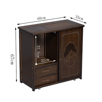 竹帅嘟嘟移动茶桌家用阳台非实木小茶车茶边几套装烧水壶一体泡茶台茶水柜 单个*（69长双抽）小茶柜+带盖板