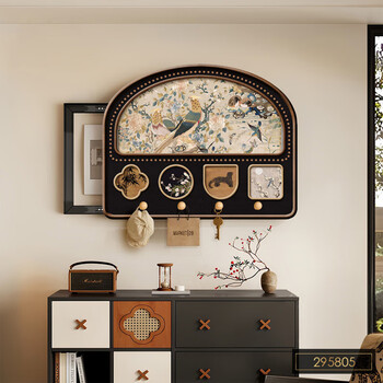 艾格辰电表箱装饰画可推拉洞洞板收纳置物架客厅配电箱遮挡挂画 中古艺术 45*35(容纳30长*25高)＋左推拉＋金框