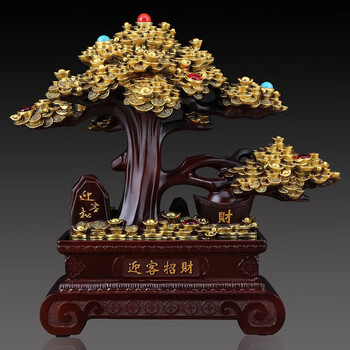 发财树迎客松摆件客厅酒柜装饰品店铺饭店收银台摆件开业送礼新居迁居