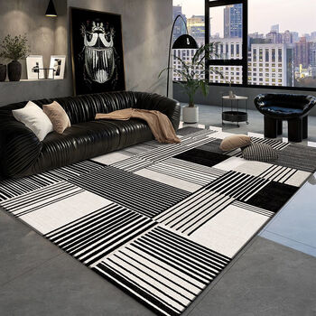 KAYE地毯客厅北欧简约现代满铺加厚防滑垫子可定制家用卧室茶几沙发毯 SJR-格勒流线 120x160 cm