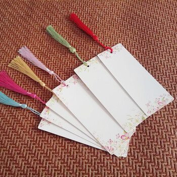 小清新文艺空白diy书签简约中国风手绘创意卡片白卡纸儿童节礼物 桃花