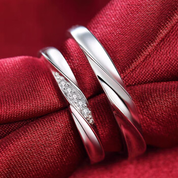 od施华洛世奇莫桑石pt950铂金素圈戒指对戒男女情侣求婚订婚戒指 铂金