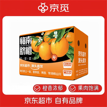 京觅 江西赣南脐橙橙子 净重9斤 单果200g+ 甜橙新鲜现摘水果源头直发