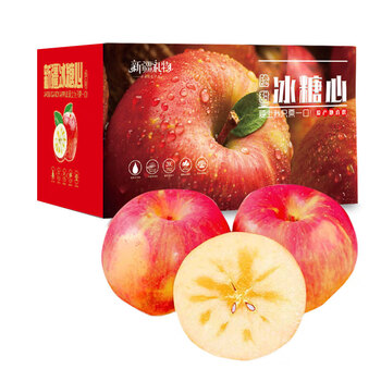 果益寿新疆冰糖心苹果 脆甜多汁新鲜应季红富士生鲜水果丑苹果 带箱10斤 精选单果80-90mm 净重8.5斤