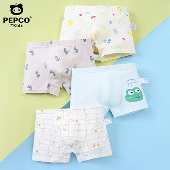 小猪班纳（PEPCO） 男童内裤女童纯棉a类平角裤儿童四角短裤小童全棉女宝中大童 男宝恐龙王国4条 120 L【建议体重35-45斤】