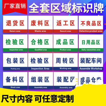 生產車間分區廠區標識牌 驗廠區域劃分指示牌 企業工廠科室標誌牌