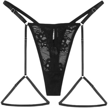 GEEZORODec高阶辣妹欧美性感内裤 诱惑低腰蕾丝吊腿环情调丁字裤女内内衣 黑色腿环内裤 M  建议80-120斤