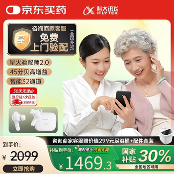 值友专享：科大讯飞 iFLYTEK 耳内式助听器 尊享星火版【上门验配】