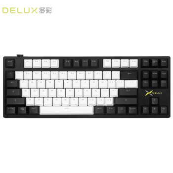多彩 Delux KM13DS 有线无线机械键盘 办公键盘 游戏机械键盘红轴 双模可充电键盘 黑白森林