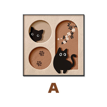 艾格辰法式奶油风客厅装饰画小众艺术装饰画猫咪中古风挂画卡通卧室壁画 A 20*20(PS+油画布)