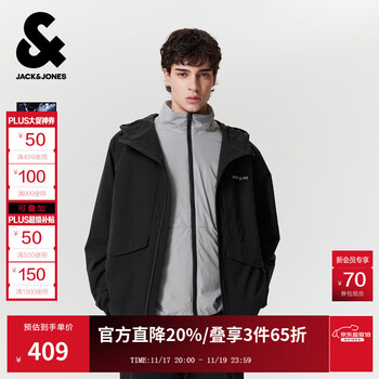 JACK&JONES 杰克琼斯 秋冬季经典防泼水百搭夹克 E40黑色