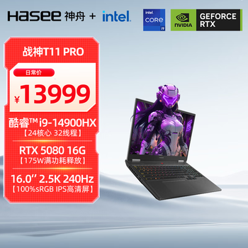 神舟 战神T11 Pro 16英寸游戏本笔记本电脑(i9-14900HX 32G 1TB 2.5K 240HZ)