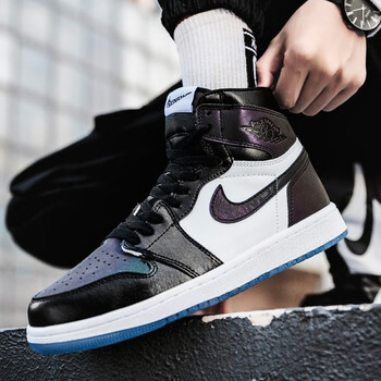 川左川右高版本aj高帮男鞋黑红脚趾芝加哥时尚学生运动休闲鞋男百搭