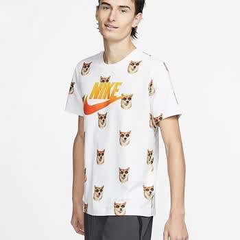 耐克nike男装短袖2019夏季新款柴犬墨镜潮流运动休闲宽松圆领半袖t恤