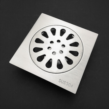 不锈钢地漏浴室卫生间洗衣机地漏加厚方形地漏 单用水滴花面