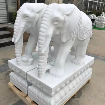 石雕大象一对汉白玉青石家用石象酒店公司门口石头摆件 汉白玉 30cm单