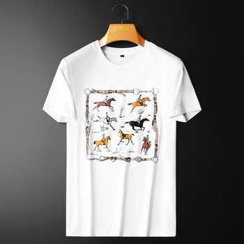 sweefflor品牌男装欧洲站夏天圆领套头印花帅气短袖t恤衫男士时尚休