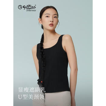 金利来（Goldlion）女士背心女吊带美背内搭长绒棉透气夏季高弹力螺纹显瘦打底上衣 玄黑色 L (165)