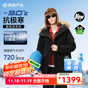 网易严选 地表强温90鹅绒派克羽绒服抗寒-30℃（多色可选）