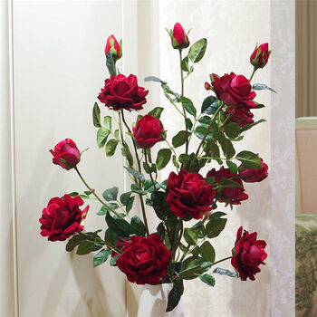 仿真花客厅装饰5头仿真玫瑰花落地假花客厅插花摆放绢花仿真花束 3花