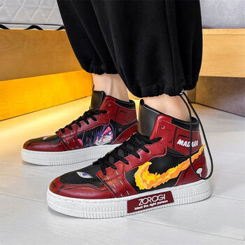 火影忍者联名高帮板鞋宇智波斑动漫中小学生儿童运动鞋 wy955棕色 34