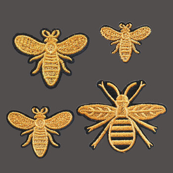 小蜜蜂刺绣布贴服装装饰布贴补丁贴小号 蜜蜂绣花贴衣服装饰 金线4款