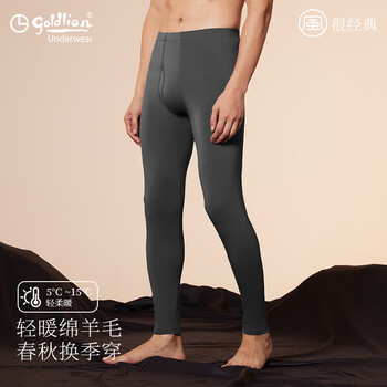 金利来（Goldlion）秋裤男士羊毛薄款保暖裤单裤打底裤男 炭灰 M 男 M(165/90)