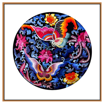 【家装节】 手工刺绣 凤凰牡丹复古吉祥团花30*30cm 和和美美