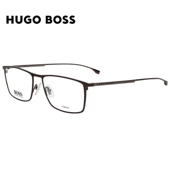 雨果博斯 HUGO BOSS 男女款近视眼镜框钛架深咖色镜框咖枪色镜腿光学眼镜架眼镜框 0976 4IN 57MM