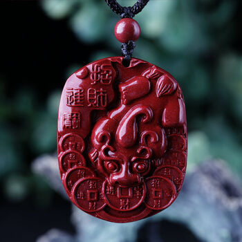高含量朱砂貔貅吊坠帝王紫金砂财源滚滚只进不出项坠 黑绳可调节