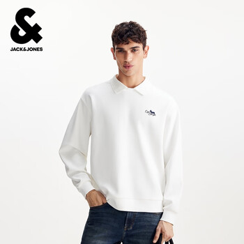 杰克·琼斯（JACK&JONES）2026年秋季款男装卫衣宽松翻领舒适长袖潮流休闲上衣226133043 A06本白色-1 常规 S （170）
