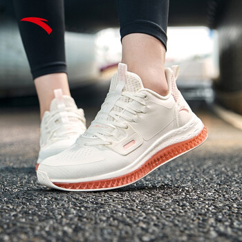 安踏女鞋跑鞋女2020秋季耐磨透气全掌气垫鞋舒适休闲运动鞋跑步鞋象牙