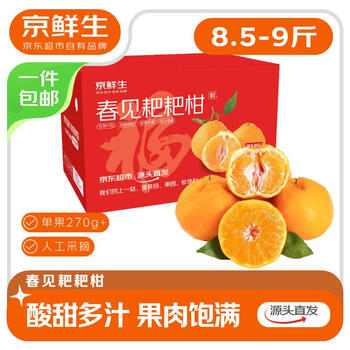 京鲜生 四川春见耙耙柑 净重8.5-9斤年货礼盒 单果270g+ 源头直发包邮
