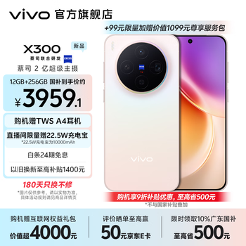 vivo X300 蔡司2亿超级主摄 蔡司APO超级长焦 5年持久流畅OriginOS 6 国家补贴 小直屏拍照手机 幸运彩 12GB+256GB 官方标配