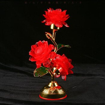 莲花灯佛供灯led七彩三品供佛灯佛堂供灯长明灯佛堂 红色款三品莲花灯