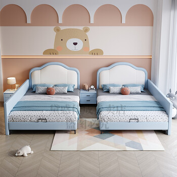 亲子床超大二胎多功能一家四口三口二胎4人床真皮家庭床1.