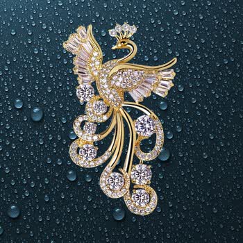 512母亲节妈妈凤凰胸针优雅奢华大气男女高档胸针百搭简约锆石领花