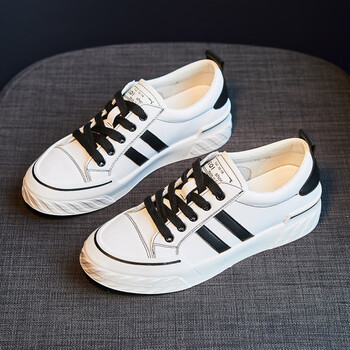 韩版休闲鞋女2022春季新款透气小白鞋平底女鞋学生百搭运动鞋黑白38