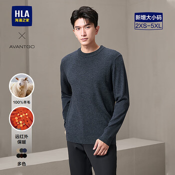 海澜之家长袖针织衫男轻商务纯羊毛保暖大码毛衣冬季男 中灰65 L 175/92 推荐137~150斤