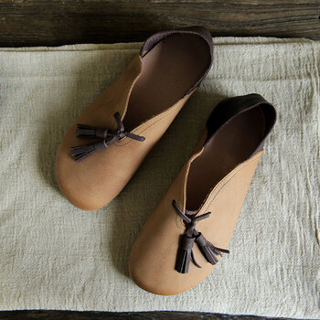 millreef 阿美咔叽环球拙雅 新中式民族风复古文艺两穿真皮禅意平底软