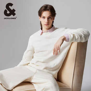 杰克·琼斯（JACK&JONES）男装潮酷高街时尚字母刺绣圆领套头休闲针织衫上衣男款225124011 224324003A42奶白 S