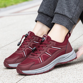 京蝌蝌老人鞋女鞋秋冬季透气网布鞋妈妈鞋中老年软底防滑四季款健步鞋