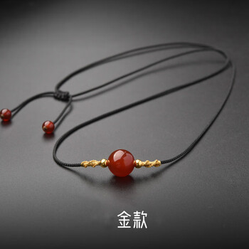 红玛瑙金珠红豆项链女相思豆抖音网红转运珠手工编织绳子情侣珠子吊坠