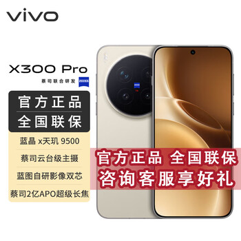 vivo X300 Pro 蔡司2亿APO超级长焦 蓝图影像双芯 5年持久流畅OriginOS 6 AI手机  BH30 旷野棕 16GB+512GB 官方标配